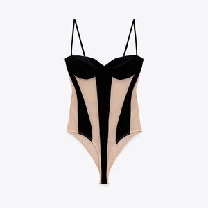 Zara combination mesh tulle bodysuit